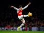 Hector 'Daniel-san' Bellerin of Arsenal controls the ball against Chelsea at Emirates Stadium on January 24, 2016