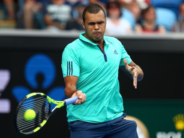 Jo-Wilfried Tsonga in action on day three of the Australian Open on January 20, 2016