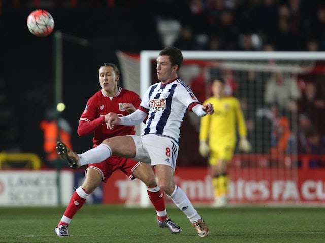 Luke Freeman and Craig Gardner in action during the FA Cup game between Bristol City and West Bromwich Albion on January 19, 2016
