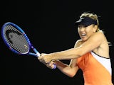 Maria Sharapova in action against Lauren Davis during day five of the 2016 Australian Open at Melbourne Park on January 22, 2016