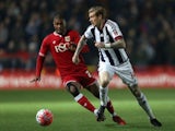 Mark Little and James McClean in action during the FA Cup game between Bristol City and West Bromwich Albion on January 19, 2016