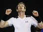 Andy Murray celebrates winning his quarter-final match against David Ferrer during day 10 of the 2016 Australian Open at Melbourne Park on January 27, 2016