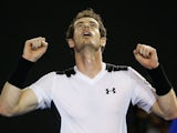 Andy Murray celebrates winning his quarter-final match against David Ferrer during day 10 of the 2016 Australian Open at Melbourne Park on January 27, 2016