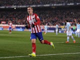 Antoine Griezmann celebrates scoring during the Copa del Rey game between Atletico Madrid and Celta Vigo on January 27, 2016