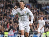 Cristiano Ronaldo celebrates scoring during the La Liga game between Real Madrid and Espanyol on January 31, 2016