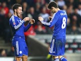 Eden Hazard congratulates little Oscar during the FA Cup game between MK Dons and Chelsea on January 31, 2016