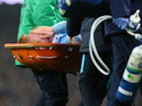 Little Kevin De Bruyne is stretchered off during the League Cup game between Manchester City and Everton on January 27, 2016