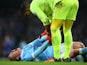 Kevin De Bruyne screams in pain during the League Cup game between Manchester City and Everton on January 27, 2016