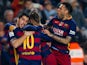 Luis Suarez, Neymar and Lionel Messi celebrate during the Copa del Rey game between Barcelona and Athletic Bilbao on January 27, 2016