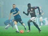 Mbaye Niang and Marcelo Brozovic in action during the Serie A game between AC Milan and Inter Milan on January 31, 2016