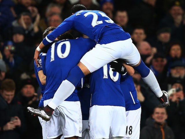 Aaron Lennon is dryhumped by teammates during the Premier League game between Everton and Newcastle on February 3, 2016