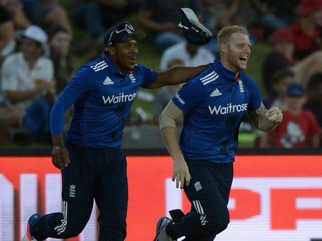 Ben Stokes loses his cap celebrating his plain old catch during the first ODI between South Africa and England on February 3, 2016