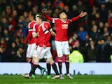 Jesse Lingard puffs his cheeks in celebration at scoring the opener during the Premier League game between Manchester United and Stoke on February 2, 2016