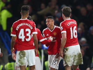 Jesse Lingard celebrates scoring during the Premier League game between Chelsea and Manchester United on February 7, 2016