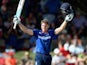 Jos Buttler celebrates his century during the first ODI between South Africa and England on February 3, 2016