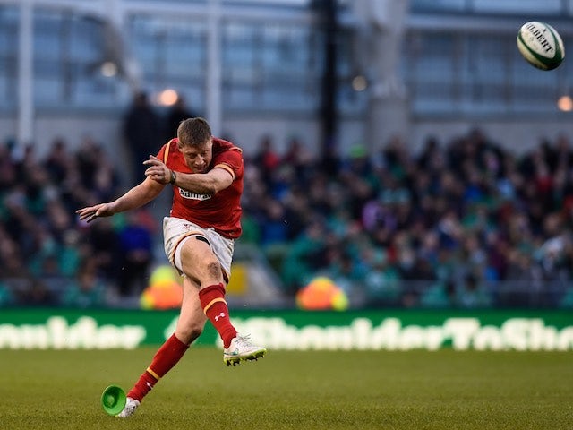 Rhys Priestland kicks during the Six Nations game between Ireland and Wales on February 7, 2016