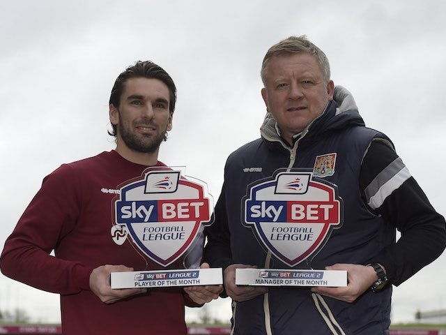 Northampton Town's Ricky Holmes and Chris Wilder pose with their player and manager of the month awards for January 2016