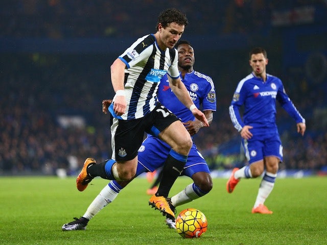 Baba Rahman vies with Daryl Janmaat while Eden Hazard pulls faces during the Premier League game between Chelsea and Newcastle United on February 13, 2016