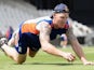 Ben Stokes in full-on action during an England training session on February 11, 2016