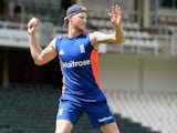 Ben Stokes still in action during an England training session on February 11, 2016