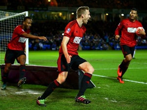 Darren Fletcher celebrates finding the equaliser during the FA Cup replay between Peterborough United and West Bromwich Albion on February 10, 2016