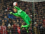 Darren Randolph makes a save during the FA Cup fourth-round replay between West Ham United and Liverpool on February 9, 2016