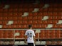 Fran Villalba is pictured looking at an invisible crowd during the Copa del Rey semi between Valencia and Barcelona on February 10, 2016