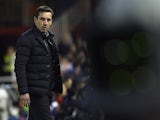 Gary Neville rocks his puffa during the Copa del Rey semi between Valencia and Barcelona on February 10, 2016