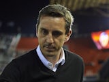 Gary 'To me, to you' Neville appears ahead of the La Liga game between Valencia and Espanyol on February 13, 2016