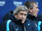  Manuel Pellegrini looks on during the Premier League match between Manchester City and Tottenham Hotspur at the Etihad Stadium on February 14, 2016