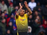 Troy Deeney celebrates scoring during the Premier League game between Crystal Palace and Watford on February 13, 2016