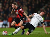 Dan Gosling of Bournemouth is tackled by Phil Jagielka of Everton during the FA Cup fifth-round match on February 20, 2016