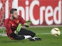 David de Gea embarks upon an ill-fated warm-up before the Europa League game between FC Midtjylland and Manchester United on February 18, 2016