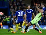 David Faupala scores an equaliser during the FA Cup game between Chelsea and Manchester City on February 20, 2016