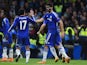 Diego Costa and Pedro celebrate during the FA Cup game between Chelsea and Manchester City on February 20, 2016