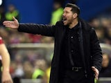 Diego Simeone bellows during the La Liga game between Atletico Madrid and Villarreal on February 20, 2016