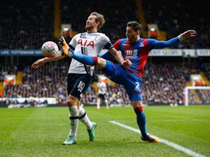 Harry Kane and Joel Ward in action during the FA Cup game between Tottenham Hotspur and Crystal Palace on February 20, 2016