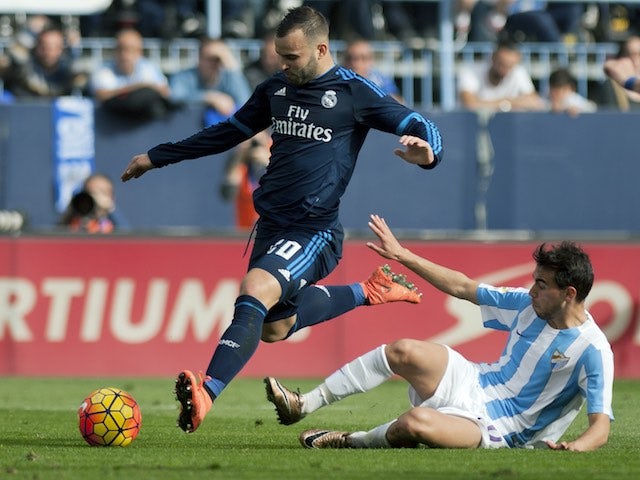 Jese and Ricardo Horta in action during the La Liga game between Malaga and Real Madrid on February 20, 2016