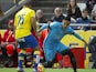 Neymar and Roque Mesa Quevedo in action during the La Liga game between Las Palmas and Barcelona on February 20, 2016