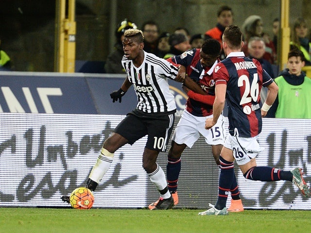  Paul Pogba of Juventus in action during the Serie A match against Bologna on February 19, 2016