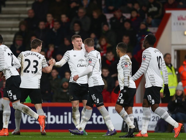 Ross Barkley celebrates scoring during the FA Cup fifth-round match between Bournemouth and Everton on February 20, 2016