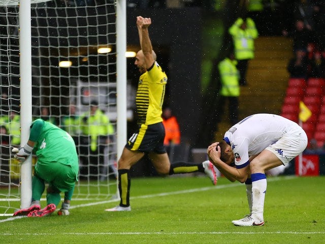 Alternative shot: Scott Wootton scores an own goal during the FA Cup game between Watford and Leeds United on February 20, 2016