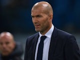 Zinedine Zidane looks on during the UEFA Champions League match between AS Roma and Real Madrid on February 17, 2016