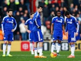 Chelsea players look downbeat after Shane Long scores during the Premier League game between Southampton and Chelsea on February 27, 2016