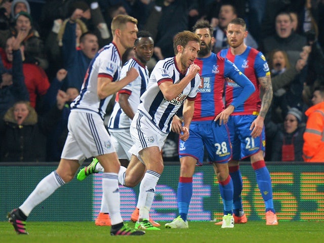 Now Craig Dawson of West Bromwich Albion celebrates scoring against Crystal Palace at The Hawthorns on February 27, 2016