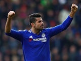 Diego Costa celebrates scoring during the Premier League game between Southampton and Chelsea on February 27, 2016