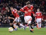 Juan Mata fails to score a penalty during the Europa League game between Manchester United and FC Midtjylland on February 25, 2016