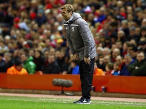 Jurgen Klopp peers on during the Europa League game between Liverpool and Augsburg on February 25, 2016