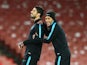 Luis Suarez and Neymar joke in training ahead of the Champions League clash between Arsenal and Barcelona on February 22, 2016