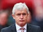 Mark Hughes looks on prior to the Premier League match between Stoke City and Aston Villa at Britannia Stadium on February 27, 2016
